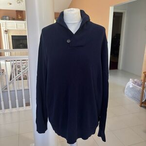 UNTUCKit Men’s Van Douzer Merino Wool Shawl Collar Sweater Navy Size Large
